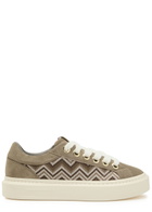 Cleens Ace Panelled Leather and Suede Sneakers Beige