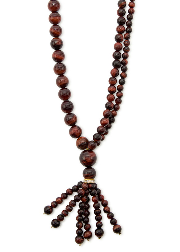 Photo: Timeless Pearly Crystal-embellished Beaded Necklace - Brown - One Size