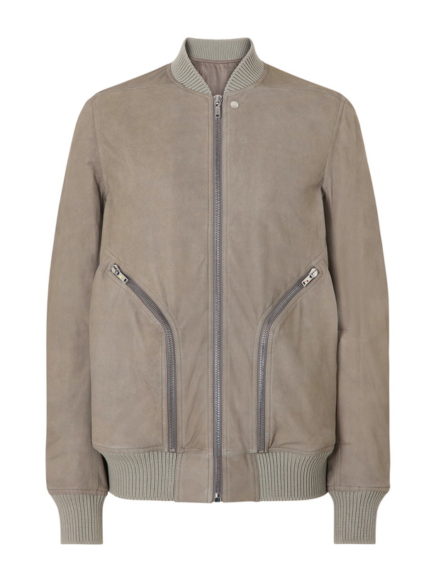 Photo: Rick Owens - Bauhaus Leather Zip-Up Flight Jacket - Gray