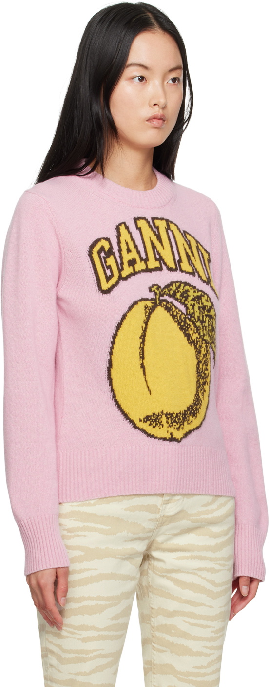 GANNI Pink Jacquard Sweater