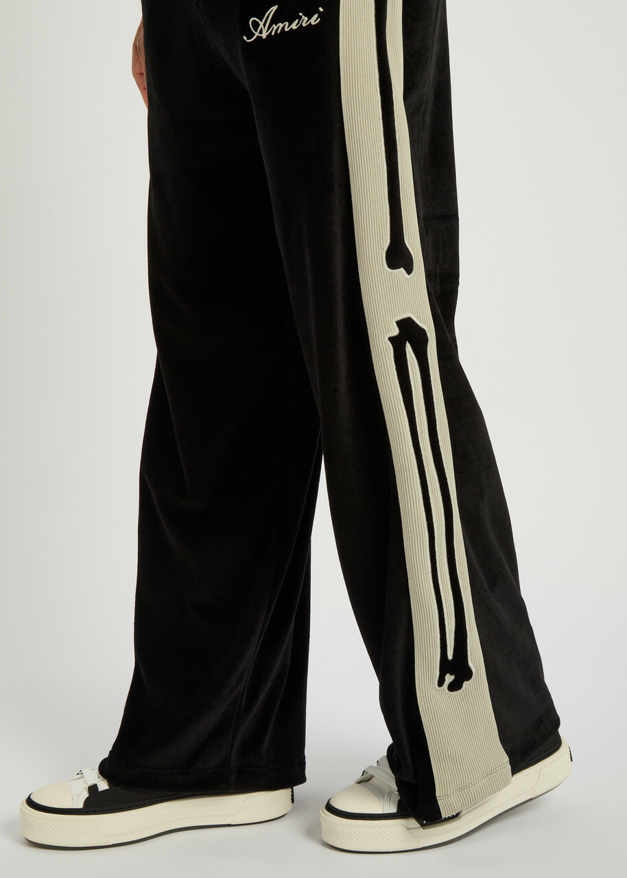 Amiri Amiri Bones Appliquéd Velour Track Pants Black Amiri