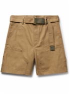 Sacai - Carhartt WIP Wide-Leg Belted Cotton-Canvas Shorts - Brown