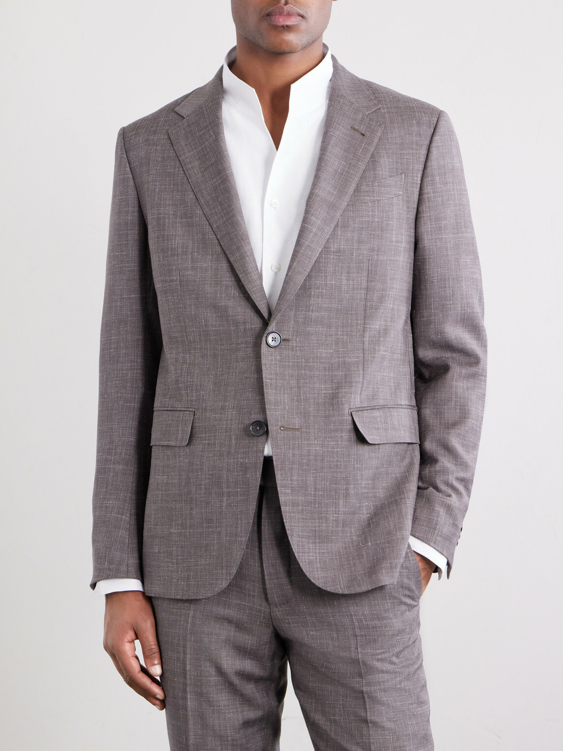 Zegna - Wool, Silk and Linen-Blend Suit Jacket - Brown