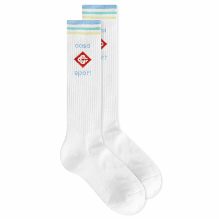 Photo: Casablanca Women's Ribbed Basketball Sock in White