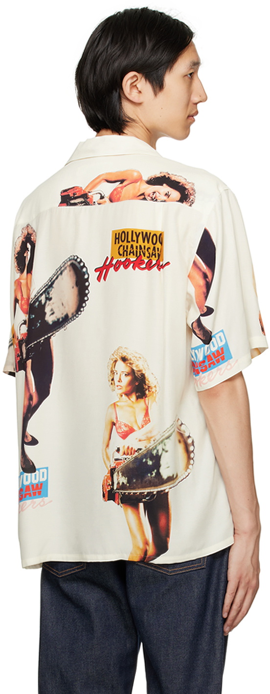 WACKO MARIA White 'Hollywood Chainsaw Hookers' Shirt