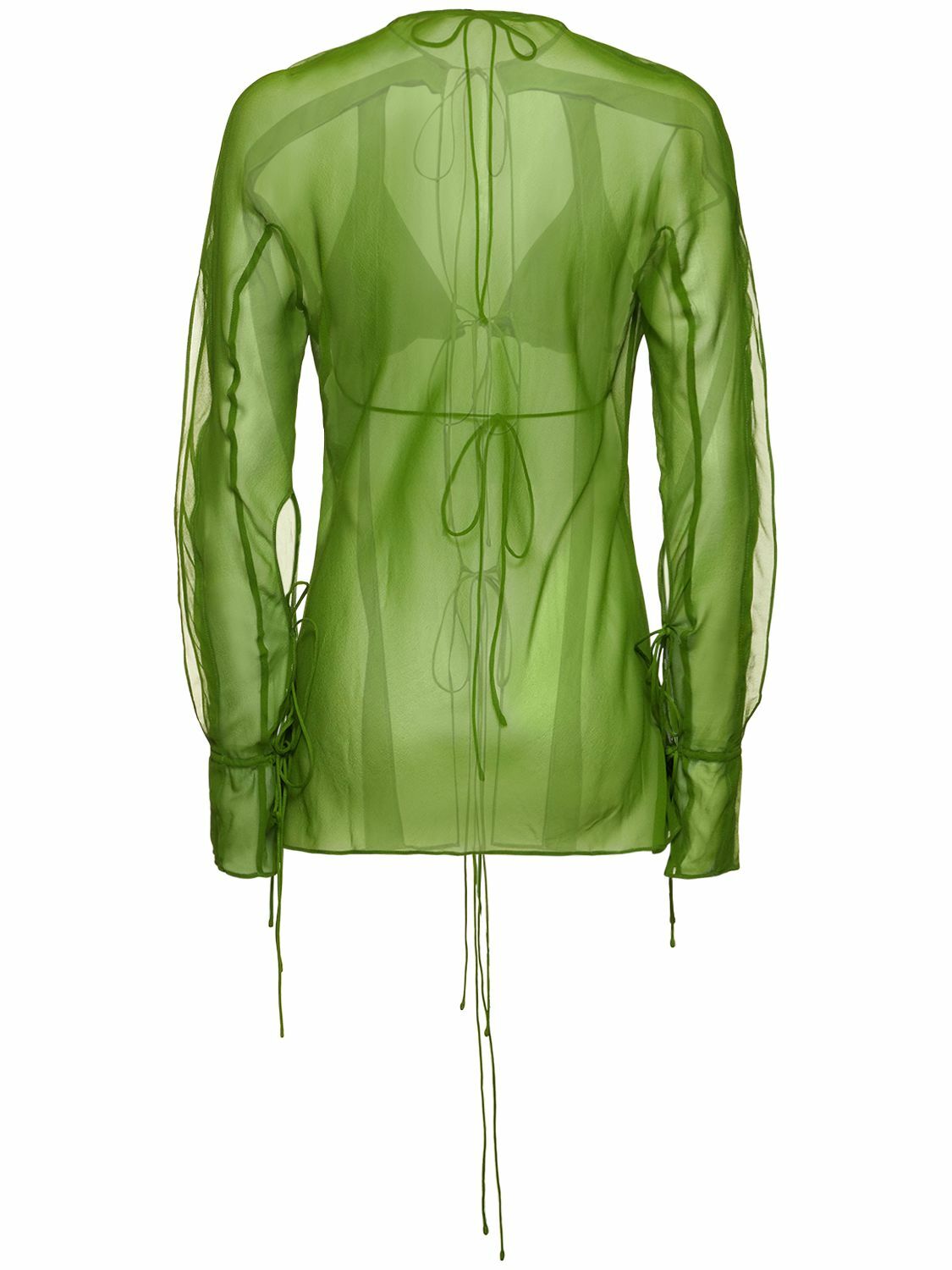 CHRISTOPHER ESBER - Silk Chiffon Open Blouse Shirt & Bra Set