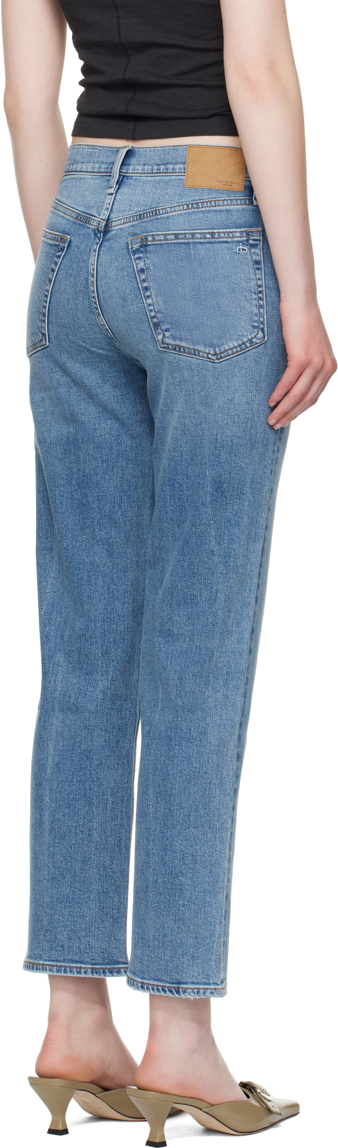 rag & bone Blue Straight Harlow Mid Rise Ankle Jeans