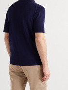 DUNHILL - Logo-Appliquéd Mulberry Silk-Trimmed Cotton Polo Shirt - Blue