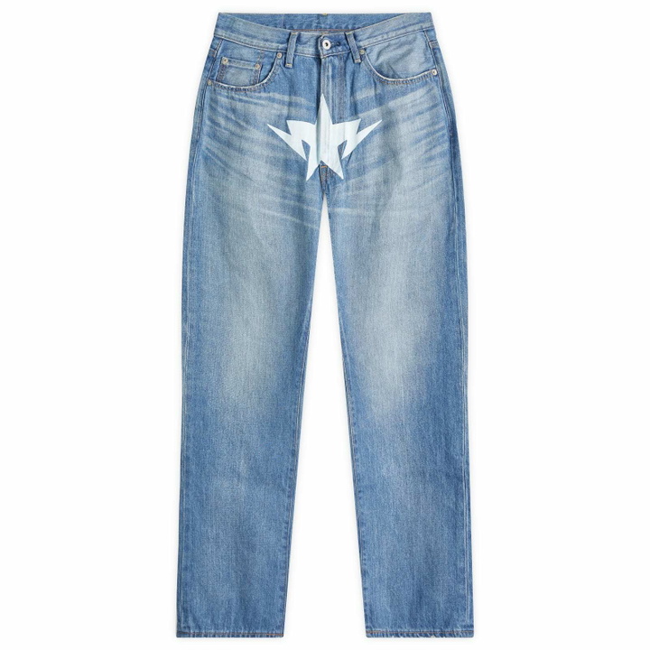 Photo: A Bathing Ape Men's Twin Star Relaxed Fot Jeans in Light Indigo