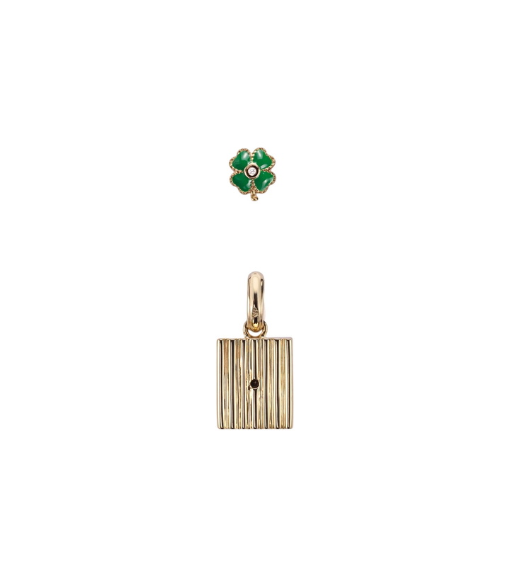 Photo: Yvonne Léon Trèfle and Le Cubo 9kt gold and enamel single earring and pendant set with diamonds