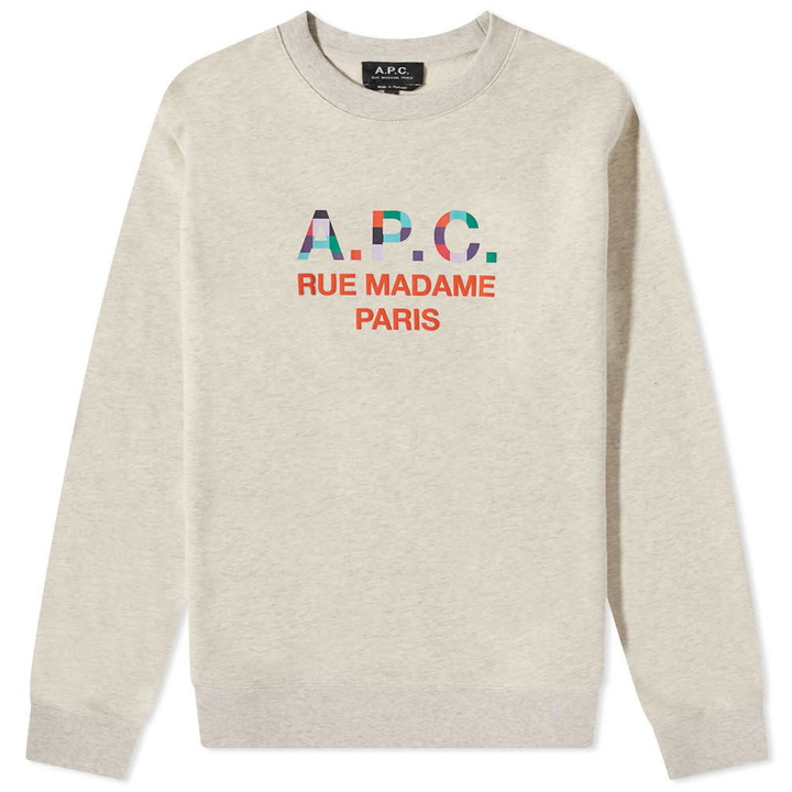 Photo: A.P.C. Achille Colour Block Logo Crew Sweat