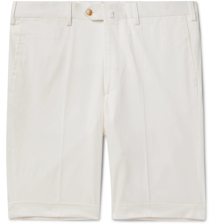 Photo: De Petrillo - Slim-Fit Cotton-Blend Shorts - White