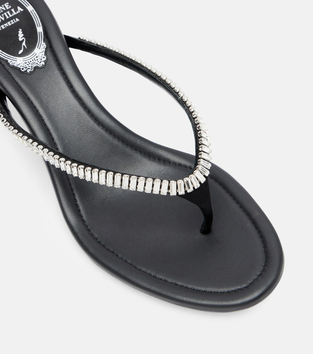 Rene Caovilla Embellished satin thong sandals