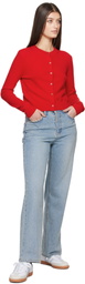 Dunst Red Essential Crewneck Knit Cardigan