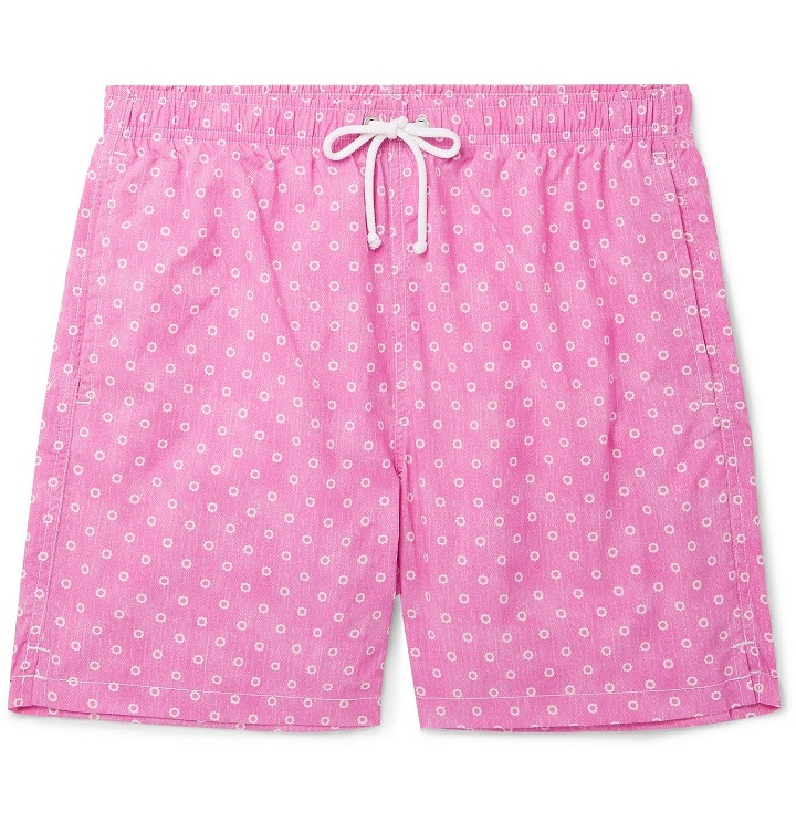 Photo: Anderson & Sheppard - Slim-Fit Mid-Length Floral-Print Swim Shorts - Pink