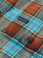 Balenciaga - Logo-Appliquéd Checked Cotton-Flannel Shirt - Blue