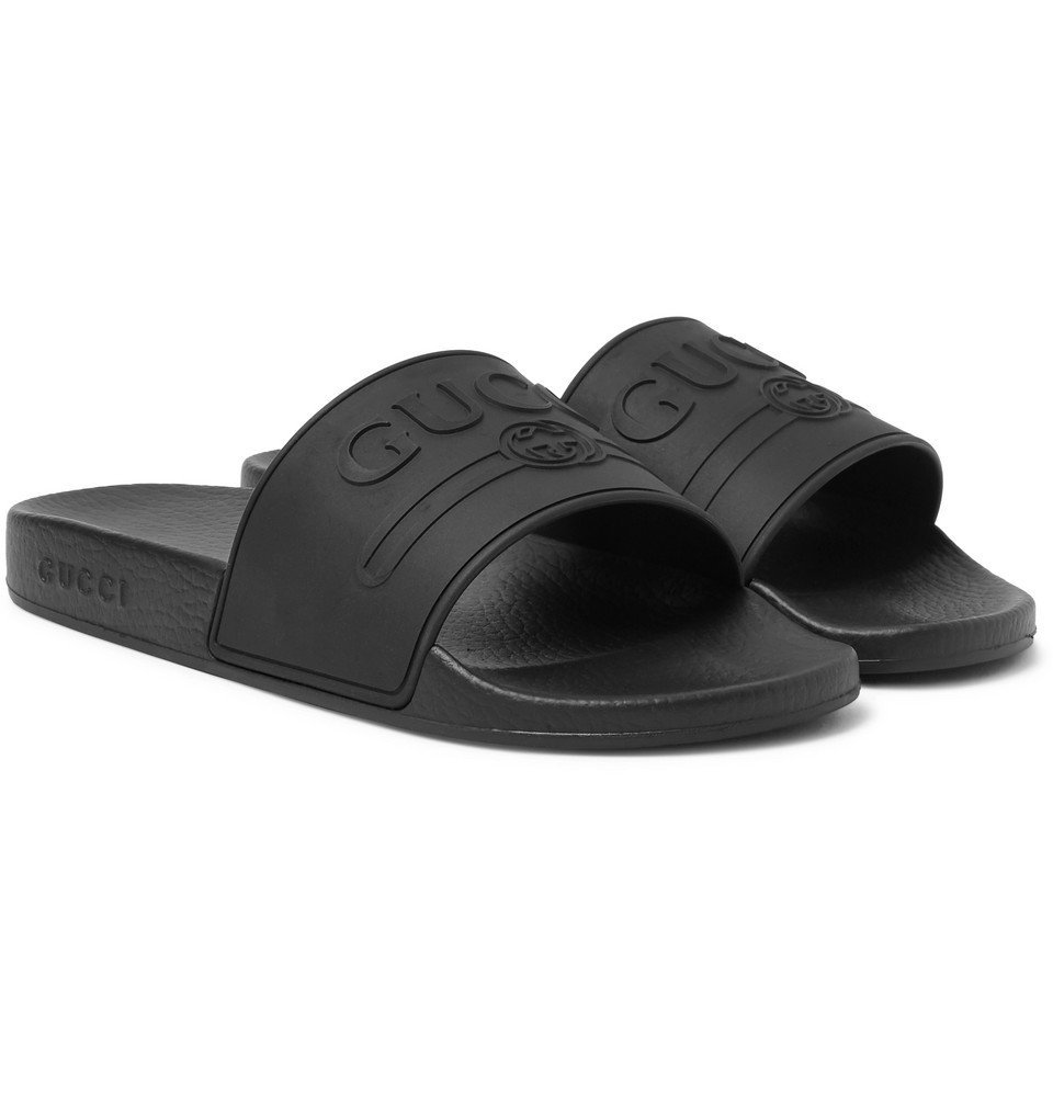 キッズサン ヤフオク! - Gucci Logo Slide Black Rubber サンダル スライド