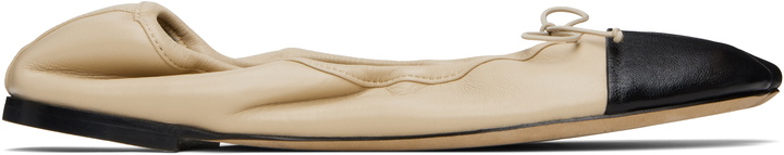 Photo: CHRISTEN SSENSE Exclusive Beige & Black Tabi Stretch Ballerina Flats