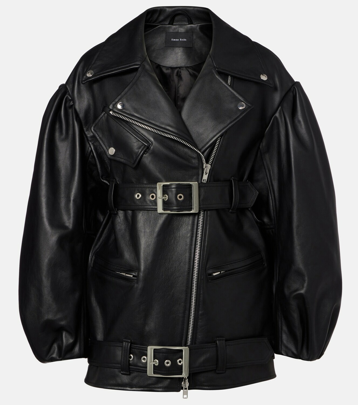 Simone Rocha Belted leather biker jacket