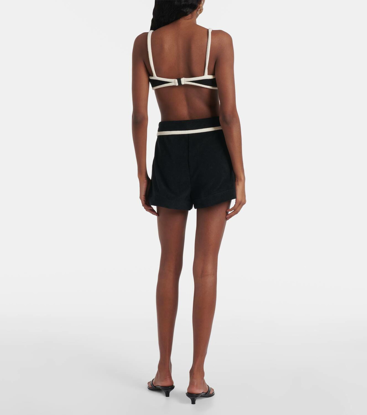 Adriana Degreas High-rise cotton-blend terry shorts