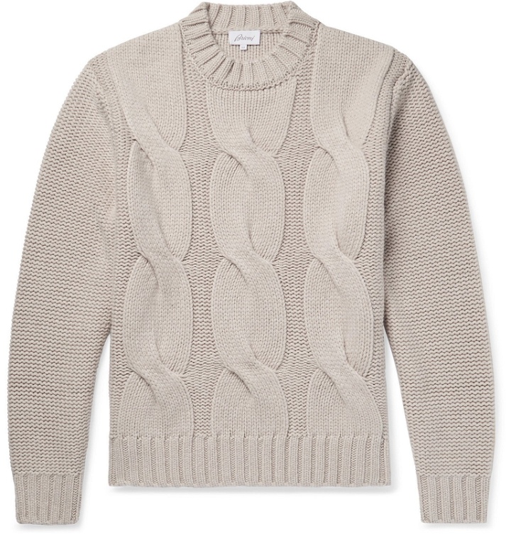 Photo: Brioni - Cable-Knit Cashmere Sweater - Neutrals