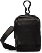YOHJI YAMAMOTO Black Scratch Horse Leather Zip Shoulder Pouch