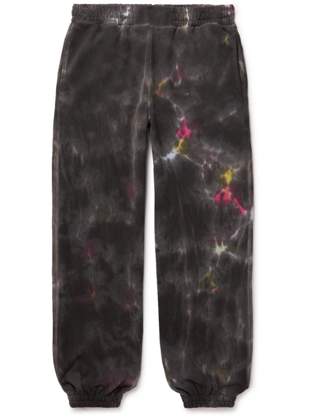 Photo: MCQ - Slim-Fit Tapered Tie-Dyed Cotton-Jersey Sweatpants - Gray