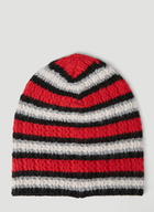 Striped Beanie Hat in Red