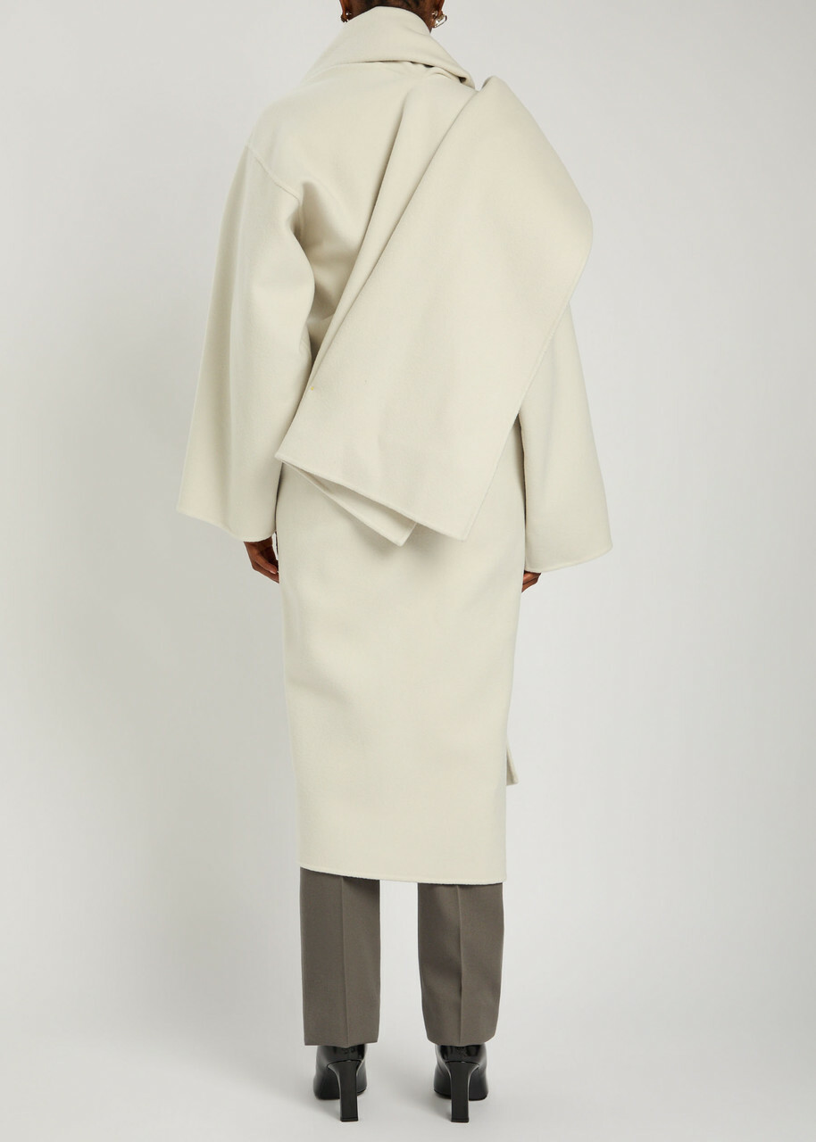 Calvin Klein Amelia Scarf-effect Wool and Cashmere-blend Coat Ivory