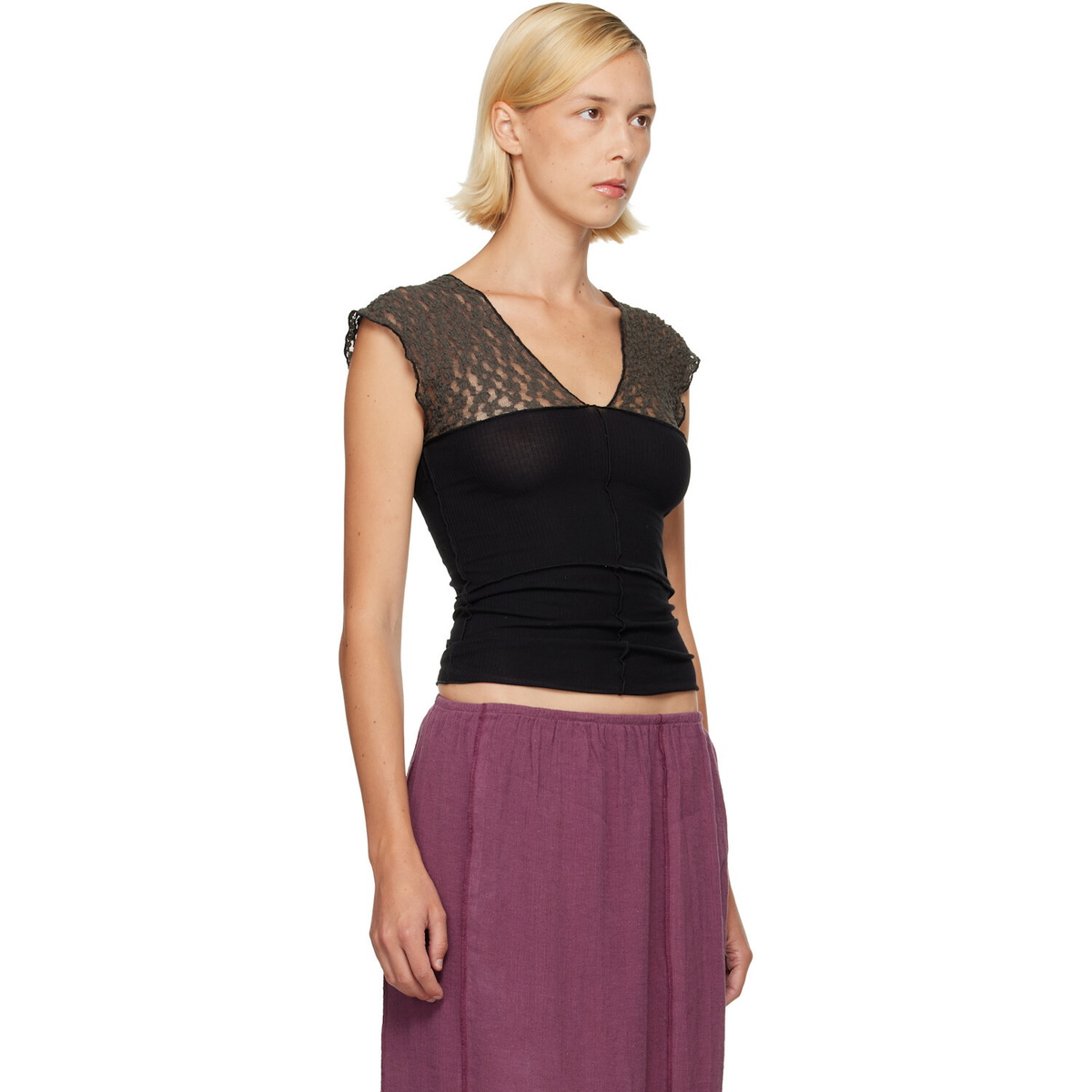 Baserange SSENSE Exclusive Black & Taupe Nehru Top