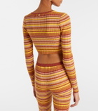 Bananhot Ann ribbed-knit striped cropped cardigan