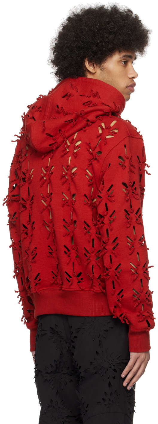 Juntae Kim Red Slashed Hoodie