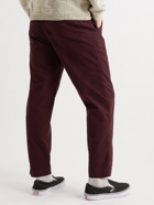 Folk - Assembly Tapered Pleated Cotton-Blend Trousers - Burgundy
