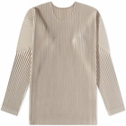 Homme Plissé Issey Miyake Men's Pleated Long Sleeve Top in Sand Beige