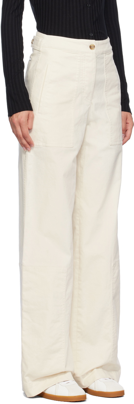 BOSS Off-White Regular-Fit Trousers