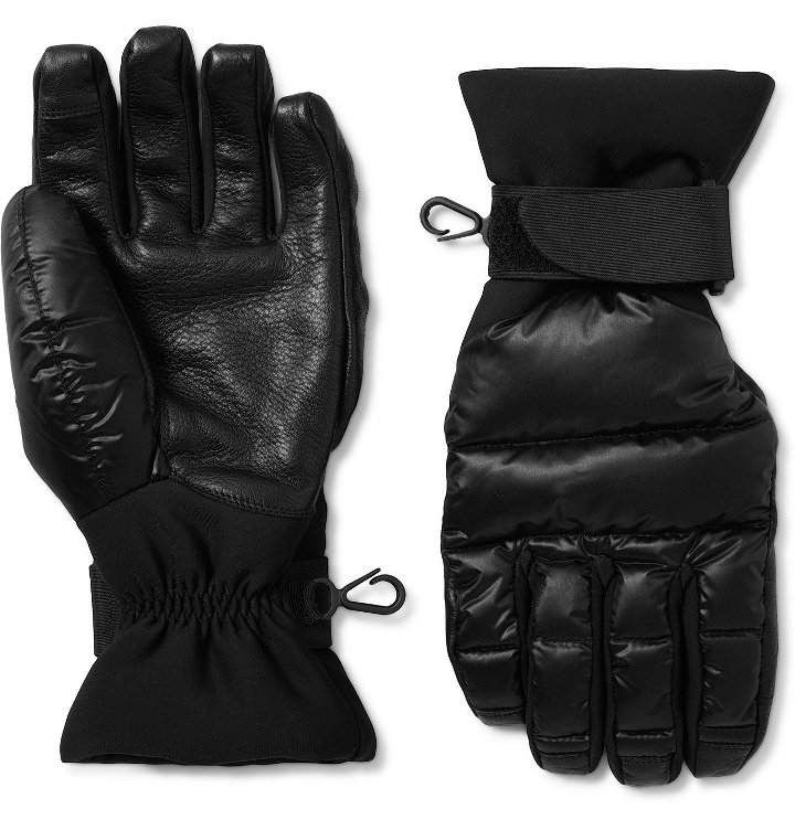 Photo: Moncler Grenoble - Logo-Appliquéd Quilted Nylon, Neoprene and Leather Down Ski Gloves - Black