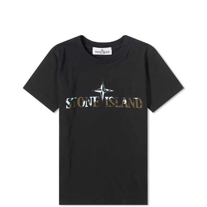 Photo: Stone Island Junior Men's Underwater Camo Print T Shirt in Black