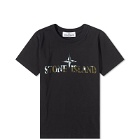 Stone Island Junior Men's Underwater Camo Print T Shirt in Black