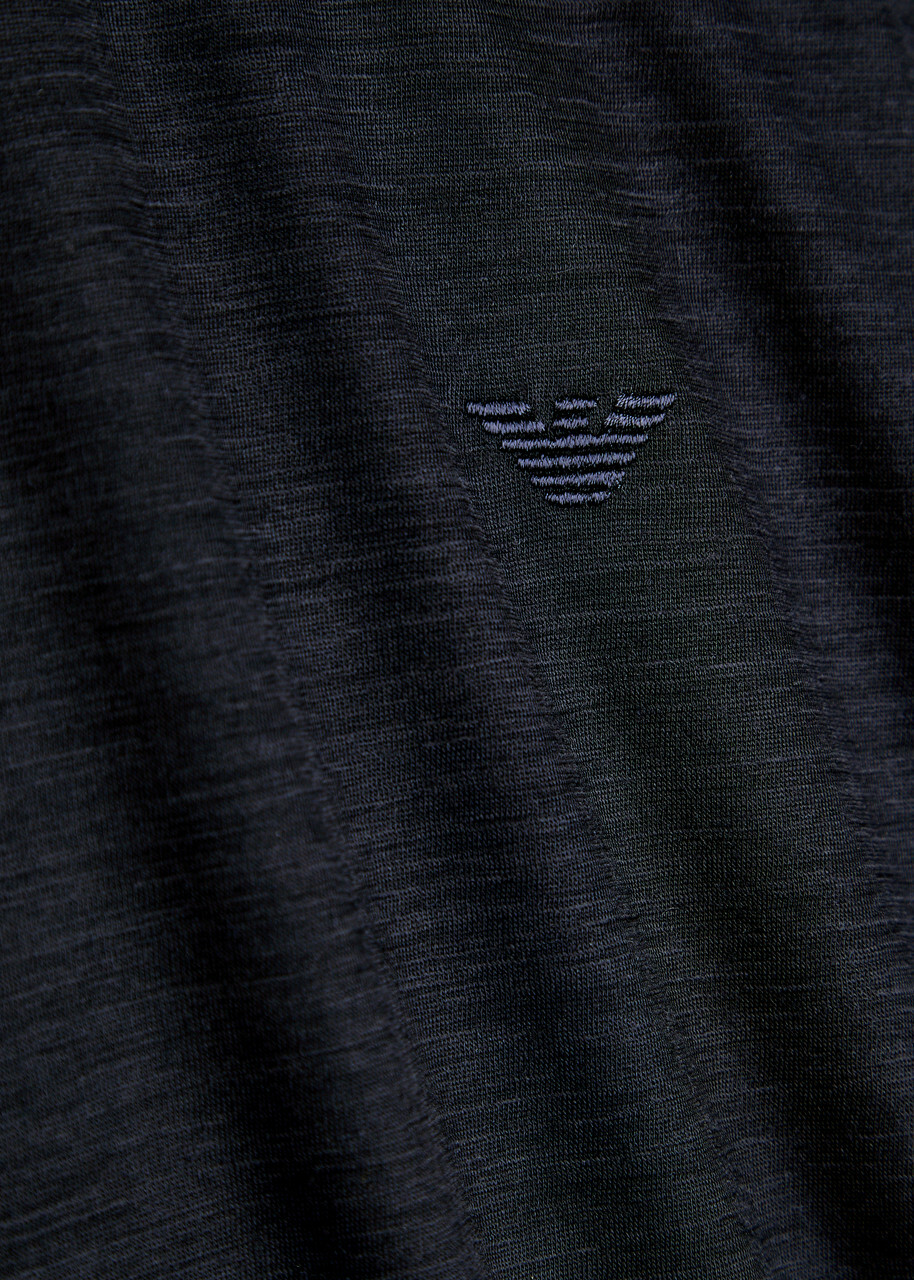 Emporio Armani Logo-embroidered Wool T-shirt Navy