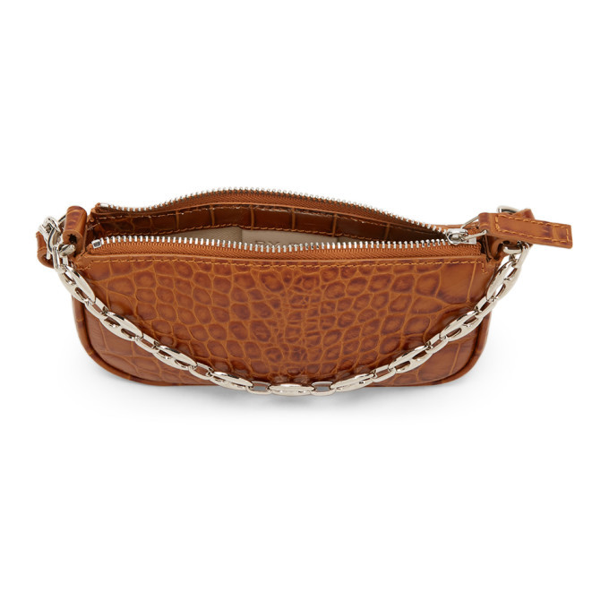 BY FAR Tan Croc Mini Rachel Bag