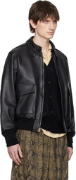 WACKO MARIA Black A-2 Leather Flight Jacket