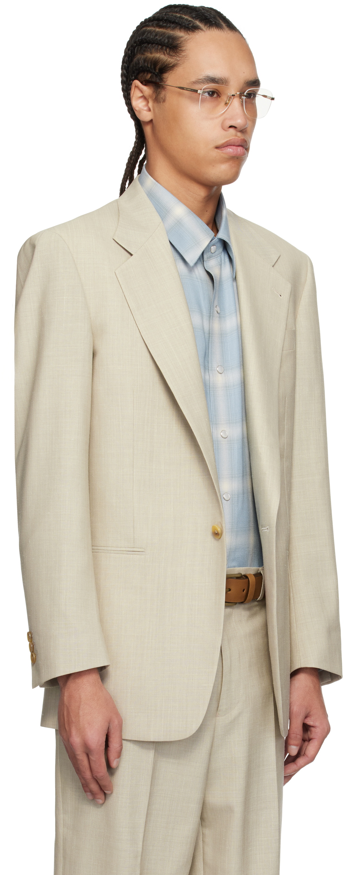 Carter Young Beige Single Breasted Blazer