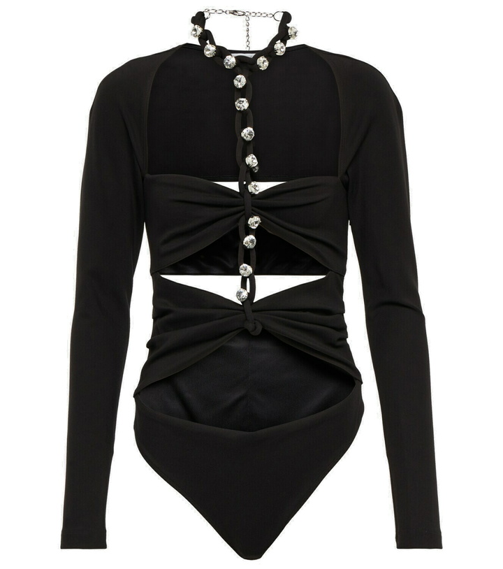 Photo: Area Chain-link crystal-embellished jersey bodysuit