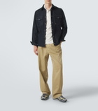 Moncler Leather-trimmed cotton piqué polo shirt