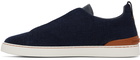 ZEGNA Navy Triple Stitch Sneakers