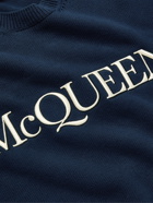 ALEXANDER MCQUEEN - Logo-Embroidered Cotton Sweater - Blue