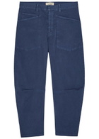 Nili Lotan Shon Barrel-leg Stretch-cotton Trousers Navy