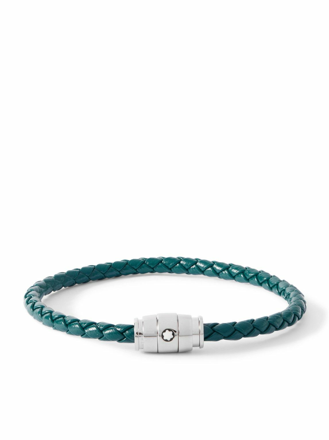 Montblanc - Meisterstück 3-Ring Stainless Steel and Woven Leather Bracelet - Blue