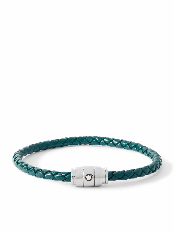 Photo: Montblanc - Meisterstück 3-Ring Stainless Steel and Woven Leather Bracelet - Blue