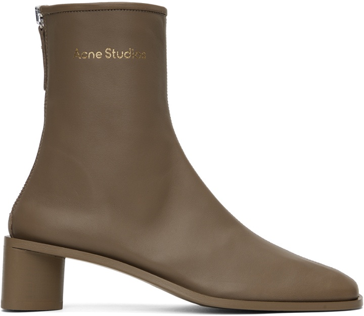 Photo: Acne Studios Taupe Branded Logo Boots